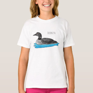 Loon bird cartoon illustratie t-shirt