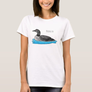Loon bird cartoon illustratie t-shirt