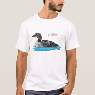Loon bird cartoon illustratie t-shirt