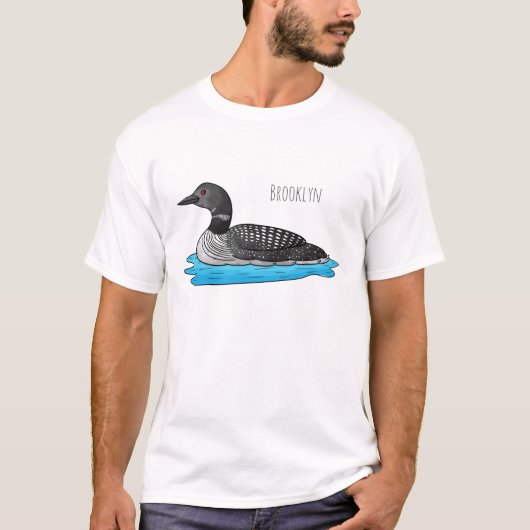 Loon bird cartoon illustratie t-shirt (Voorkant)