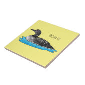 Loon bird cartoon illustratie tegeltje (Zijkant)