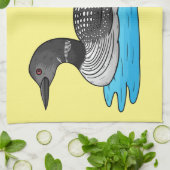 Loon bird cartoon illustratie theedoek (Gevouwen)