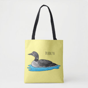 Loon bird cartoon illustratie tote bag