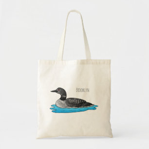 Loon bird cartoon illustratie tote bag