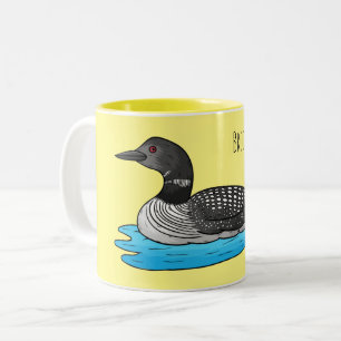 Loon bird cartoon illustratie tweekleurige koffiemok