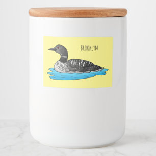Loon bird cartoon illustratie voedselcontainer etiket