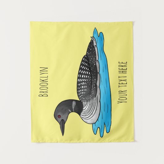 Loon bird cartoon illustratie wandkleed (Voorkant)