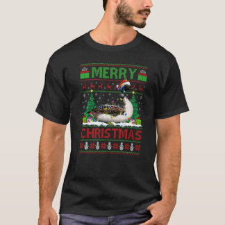 Loon Bird Kerstboom Lichtjes Lelijke Kerstman Loon T-shirt