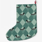 Loon Birds Soft Blauwgroen Argyle Pattern Lake Cab Grote Kerstsok (Achterkant)