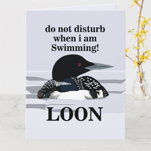 Loon Common Loon Bird Lake Grappig Kaart (Gele Bloem)