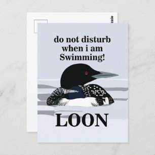 Loon Common Loon Bird Water Lake Grappig Briefkaart