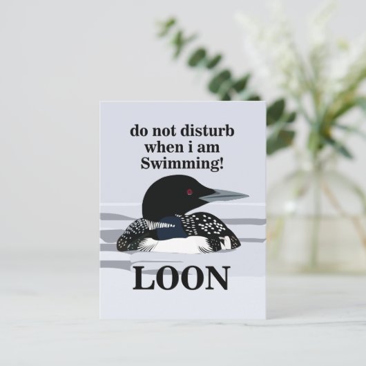 Loon Common Loon Bird Water Lake Grappig Briefkaart (Staand voorkant)