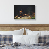 Loon die aan een vlinder springt canvas afdruk (Insitu (Slaapkamer))