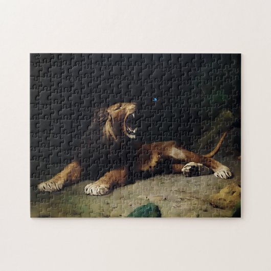 Loon die aan een vlinder springt legpuzzel (Horizontaal)