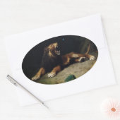 Loon die aan een vlinder springt ovale sticker (Envelop)