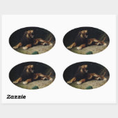 Loon die aan een vlinder springt ovale sticker (Vel)