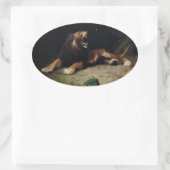 Loon die aan een vlinder springt ovale sticker (Tas)