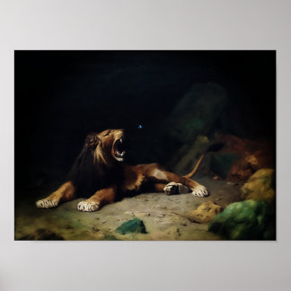 Loon die aan een vlinder springt poster