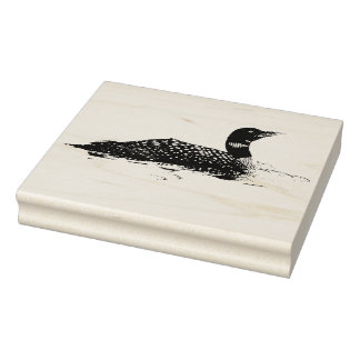 Loon drijvend op water gestippelde grafische stijl rubberstempel