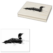 Loon drijvend op water gestippelde grafische stijl rubberstempel (Gestempeld)