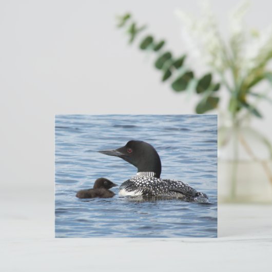 Loon en baby briefkaart (Staand voorkant)