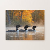 Loon familie in de herfst legpuzzel (Horizontaal)