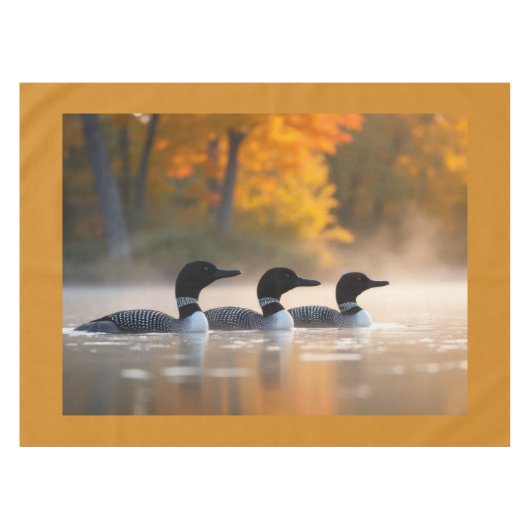 Loon familie in de herfst tafelkleed (Voorkant (Horizontaal))