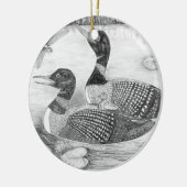 Loon Familie Keramisch Ornament (Links)