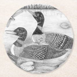 Loon Familie Ronde Kartonnen Onderzetter