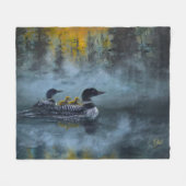 Loon Familie'schilderij Fleece Deken (Voorkant (Horizontaal))