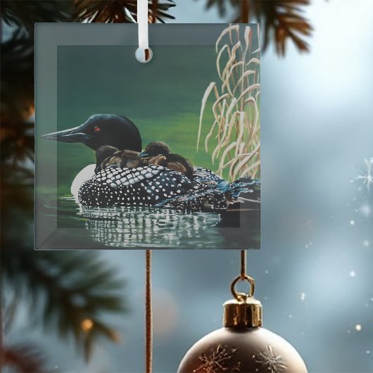 Loon Family Outing Glas Ornament