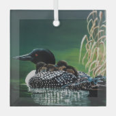 Loon Family Outing Glas Ornament (Voorkant)