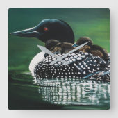 Loon Family Outing Vierkante Klok (Voorkant)