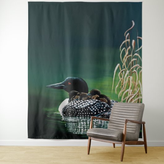 Loon Family Outing Wandkleed (In situ)