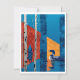 Loon in een berkenbos, Noord-Bos Briefkaart