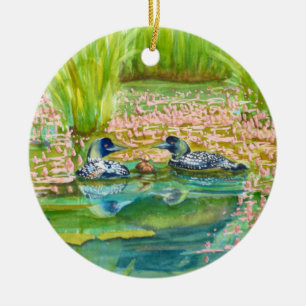 Loon kerstversiering keramisch ornament