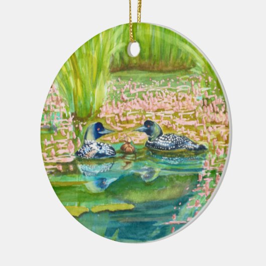 Loon kerstversiering keramisch ornament (Links)