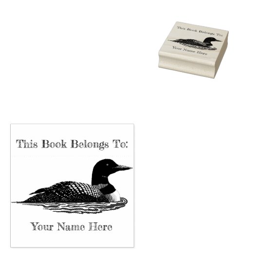 Loon Lake Life Cabin Bookplate Rubberstempel (Gestempeld)