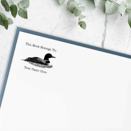Loon Lake Life Cabin Bookplate Rubberstempel