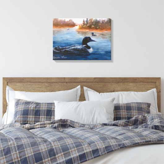 Loon Lake verpakt Canvas Print (Insitu (Slaapkamer))