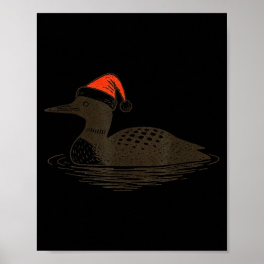 Loon Lover Santa Hat Christmas Bird Watching Xmas  Poster (Voorkant)