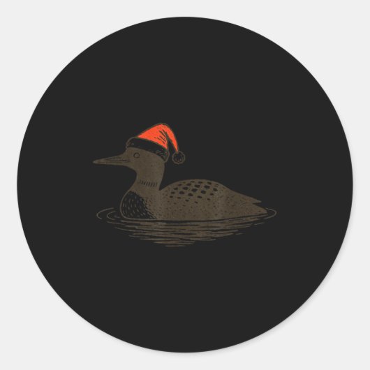 Loon Lover Santa Hat Christmas Bird Watching Xmas Ronde Sticker (Voorkant)
