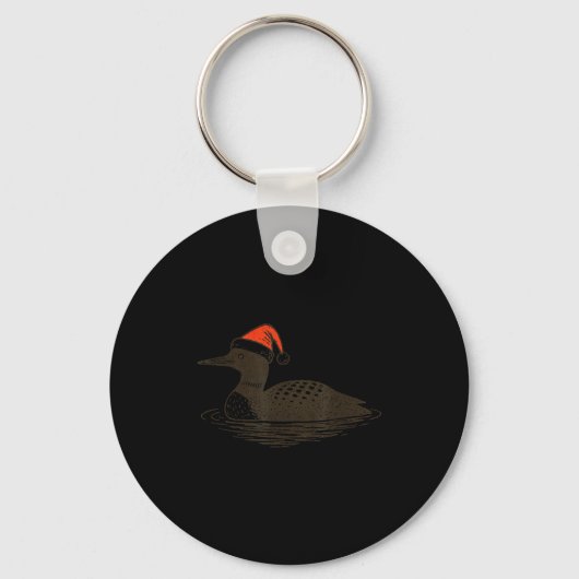 Loon Lover Santa Hat Christmas Bird Watching Xmas  Sleutelhanger (Voorkant)