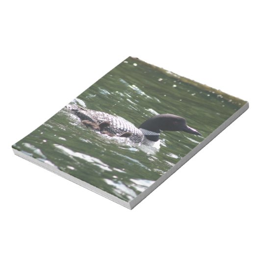 Loon met baby's 2 notitieblok (Linkerzijde)