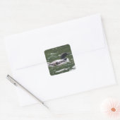 Loon met baby's 2 vierkante sticker (Envelop)