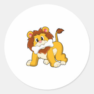 Loon met bot ronde sticker