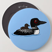 Loon met chick ronde button 6,0 cm (Voorkant /achterkant)