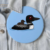 Loon met chick ronde button 6,0 cm (In situ)