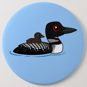 Loon met chick ronde button 6,0 cm
