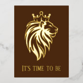 Loon met kroon - gouden stijl 2 folie uitnodiging briefkaart (Voorkant)